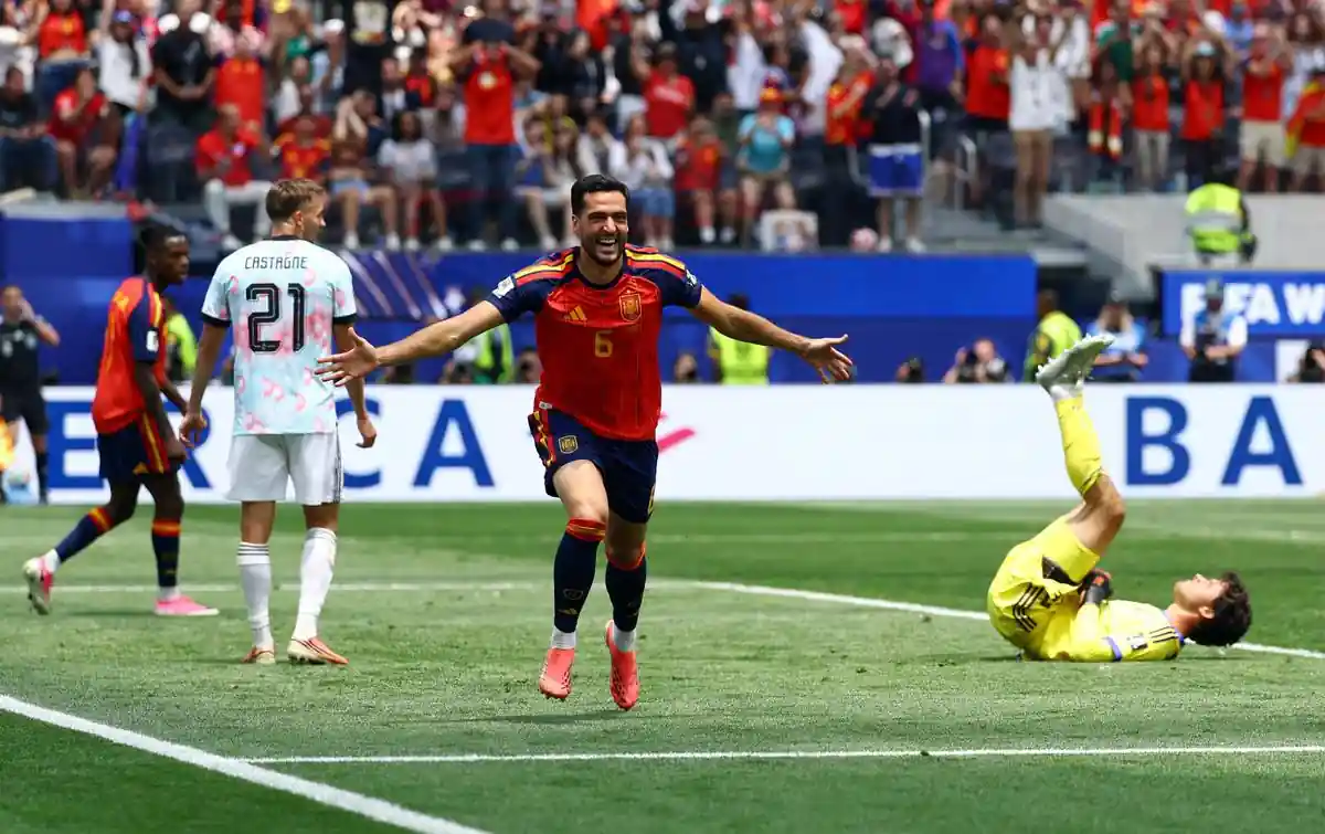 España celebra el gol tardío ante Bélgica en el Mundial 2026