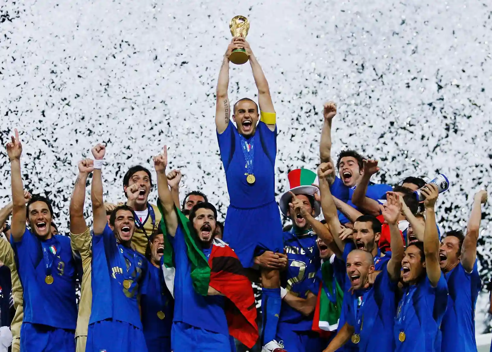 Italy supporters under stadium lights ahead of a major tournament