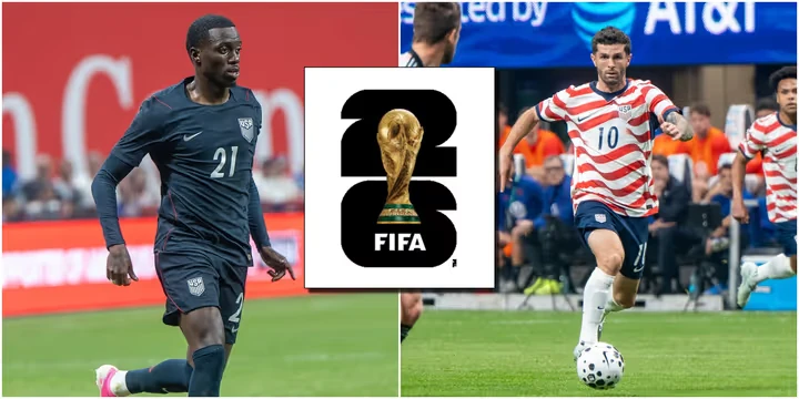 USA soccer fans and USMNT players at a 2026 World Cup stadium on home soil