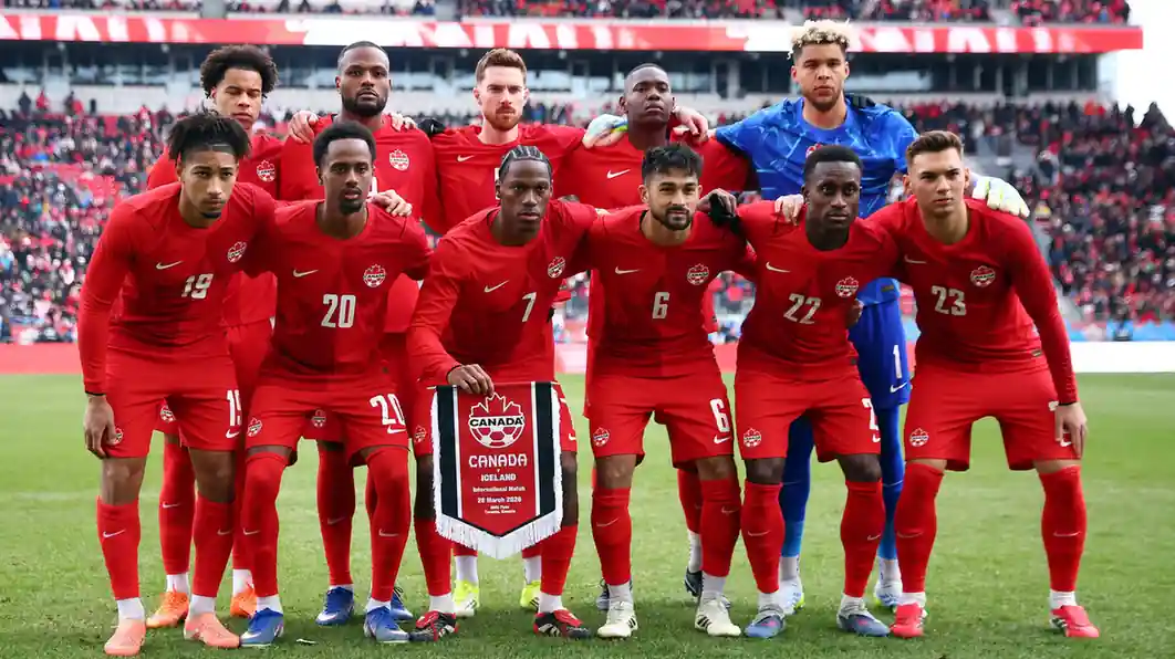 Canada supporters and players before a home World Cup match in 2026