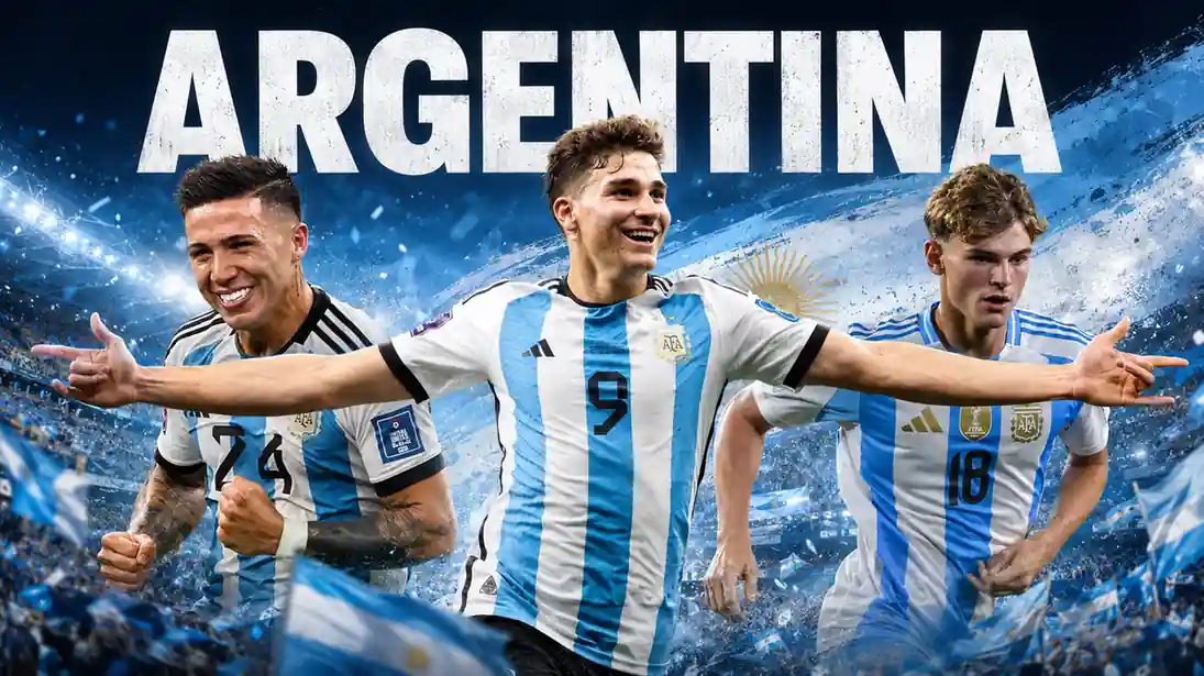 Argentina players celebrating a goal at a major tournament